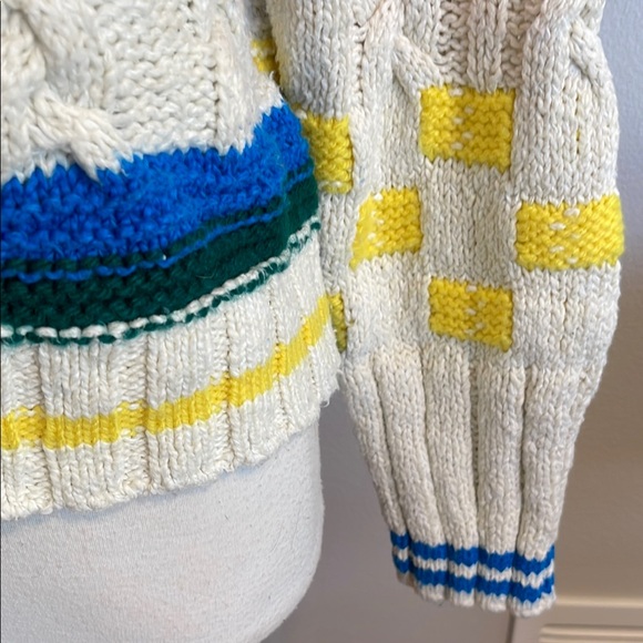 MOTHER Itsy Bitsy Intarsia Raglan Colorful Patchwork Crew Neck Sweater - Picture 3 of 11